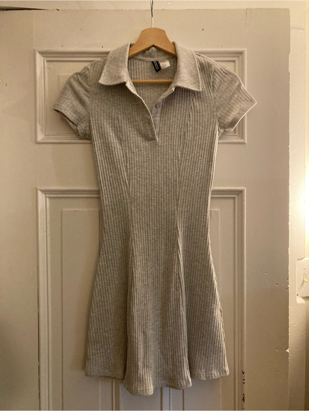 Divided H&M ribbed Polo Short Sleeve Dress in Light Gray